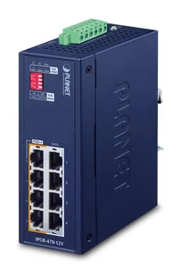 PLANET IP30 Industrial 4-port Gigabit Ethernet (10/100/1000) Obsługa PoE Niebieski - Pozostałe akcesoria sieciowe - miniaturka - grafika 1