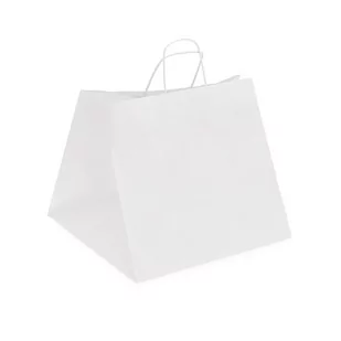 Torba papierowa, biała, 32x22x25 cm - Opakowania i torebki na prezenty - miniaturka - grafika 1