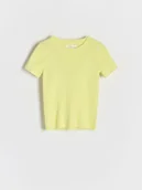 Swetry dla dziewczynek - Reserved - Sweter z krótkim rękawem - żółty - miniaturka - grafika 1