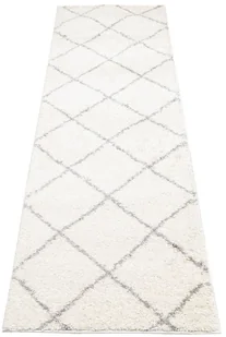 Kremowo-szary chodnik włochacz w kratkę R9-P58 - Wycieraczki - miniaturka - grafika 1