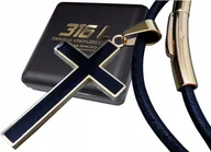 Naszyjniki - GRUBY RZEMIEŃ RZEMYK NA SZYJĘ + KRZYŻYK ZESTAW - miniaturka - grafika 1