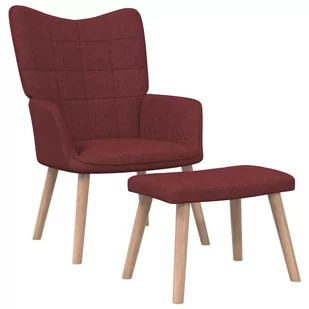 vidaXL Fotel z podnóżkiem 62x68,5x96 cm winna czerwień tkanina 327542 - Fotele - miniaturka - grafika 1