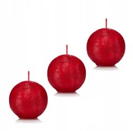 Świece - Świeca kula KOKON 6 cm kolor CZERWONY zestaw 3 sztuk - miniaturka - grafika 1