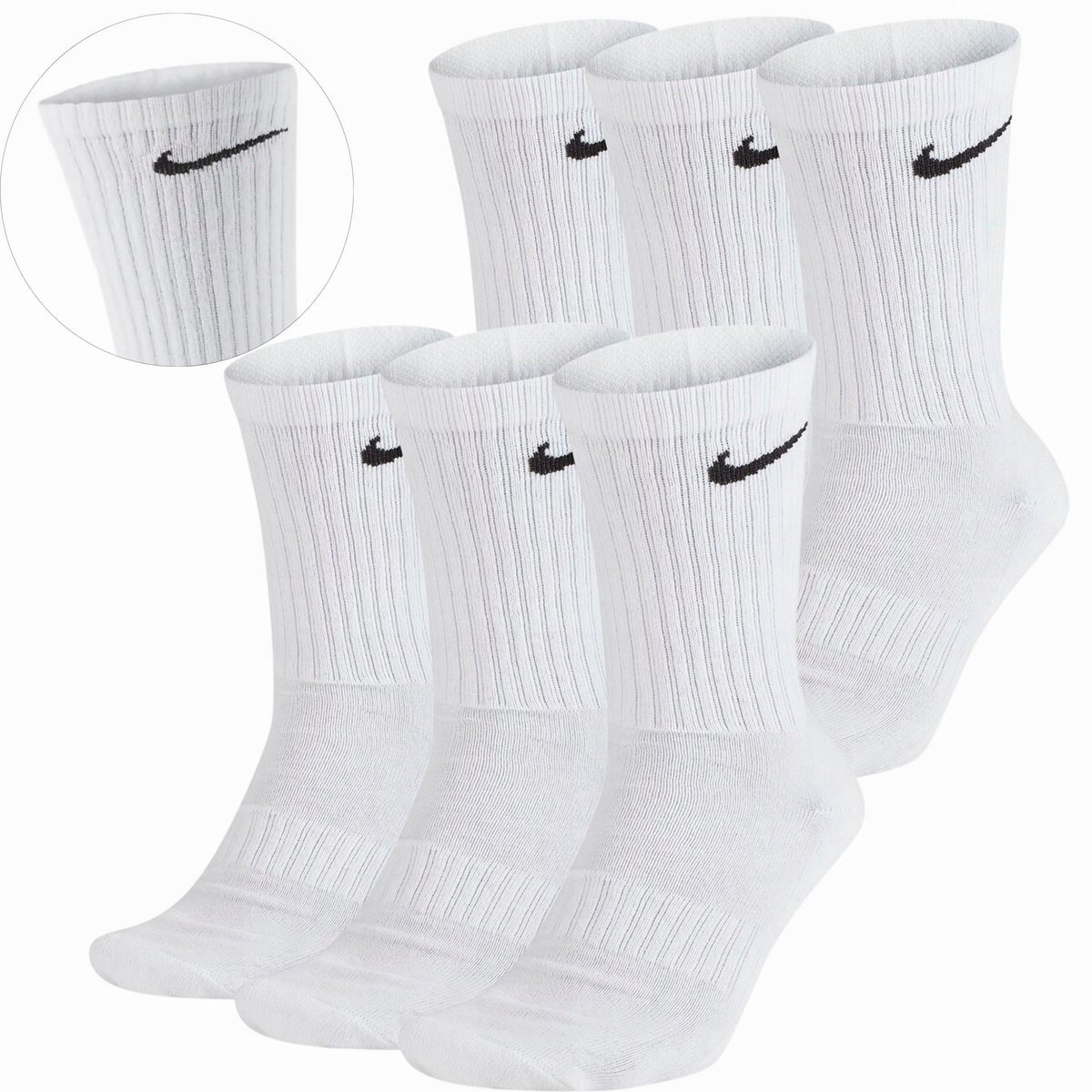 Nike Oryginalne Skarpety Skarpetki Wysokie 42-46 6 Par Białe