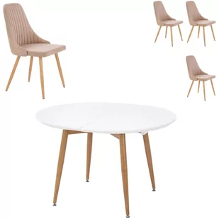 Zestaw Stół Edward + Krzesła K-285 Halmar 10, Ciemny Popiel, Biały / Dąb Miodowy - Stoły z krzesłami - miniaturka - grafika 1