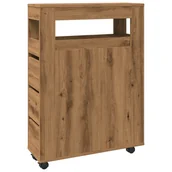 Szafki łazienkowe - vidaXL Wąska szafka łazienkowa na kółkach, dąb artisian - miniaturka - grafika 1