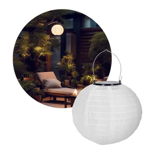 Lampa solarna ledowa SELIN 0,02W barwa CIEPŁA wisząca BIAŁA KULA składana - Lampy ogrodowe - miniaturka - grafika 1