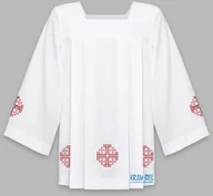 Szaty liturgiczne - Komża kapłańska haftowana - wzór: Krzyż (amarant) - miniaturka - grafika 1