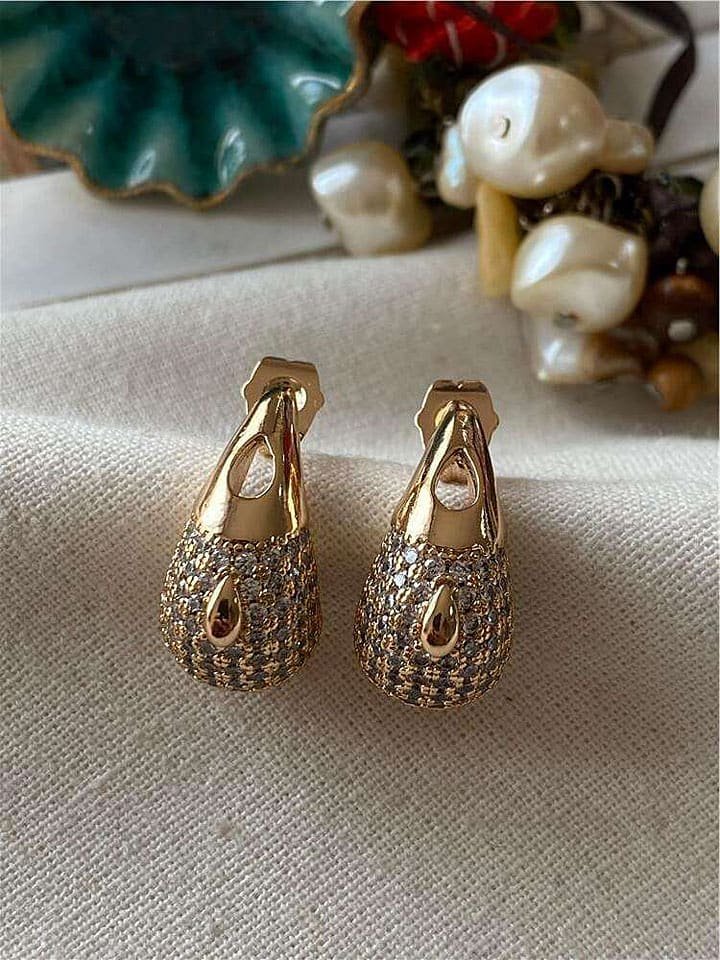 Luseera Pozłacane kolczyki-wkrętki z cyrkoniami