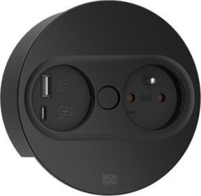 BACHMANN TWIST 2 1xUTE 1xUSB A/C 22W 2,0m AEH RAL9005 30GE rond