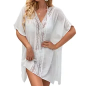 Bluzki damskie - PAREO LETNIA TUNIKA PLAŻOWA ZWIEWNA SUKIENKA DAMSKA NARZUTKA BOHO NA PLAŻĘ ROZMIAR UNIWERSALNY - miniaturka - grafika 1
