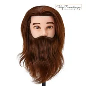 Pozostałe akcesoria fryzjerskie - Główka treningowa z brodą fryzjerska Gabbiano WZ4 naturalne włosy, kolor 4H, długość 8"+6" - miniaturka - grafika 1