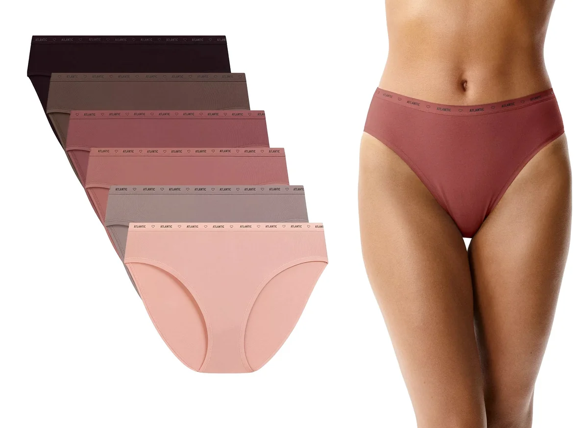 ATLANTIC Figi majtki damskie bawełna HIGH LEG 6CLP-010 kolory 6-PACK S