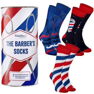 Skarpetki Na Prezent Bawełniane Ciekawe Damskie Męskie Zestaw Rainbow Socks Barber Dla Fryzjerów 3 Pary 47-50 - Skarpetki męskie - miniaturka - grafika 1