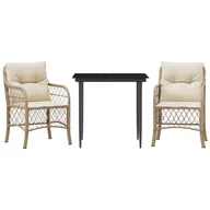 Meble ogrodowe - Zestaw Mebli Ogrodowych z Poduszkami Stół Krzesła Meble Ogrodowe Beżowe Na Taras Balkon Ogród Do Restauracji Polirattan - miniaturka - grafika 1