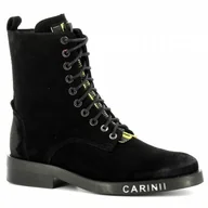 Botki damskie - Czarne zamszowe botki damskie bikery CARINII - Carinii - miniaturka - grafika 1
