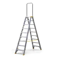 Pozostałe wyposażenie warsztatu - Schodki aluminiowe dwustronne ALVE FORTE z uchwytem, 2x9 stopni, wysokość 1,91 m - miniaturka - grafika 1