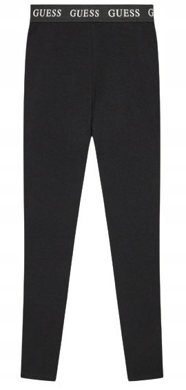Guess Czarne Legginsy Dziecięce Z Logo W Pasie Proste Klasyczne 136-146 Gna