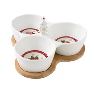 Miski i półmiski - Easy life Miseczka Do Dipów I Na Przekąski Potrójna Porcelanowa Na Podstawce Magic X-Mass Balls Biała - miniaturka - grafika 1
