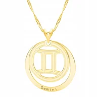 Naszyjniki - Złoty Naszyjnik Znak Zodiaku z Bliźniętami Bliźnięta Gemini SREBRO 925 - miniaturka - grafika 1