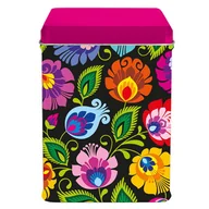 Pozostałe książki - Puszka - łowicka czarna z różowym FOLKSTAR - miniaturka - grafika 1