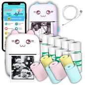 Drukarki kart i etykiet - Mini Drukarka Termiczna Przenośna do zdjęć + przybory + rolki , DRUKUŚ do Zdjęć Etykiet - miniaturka - grafika 1