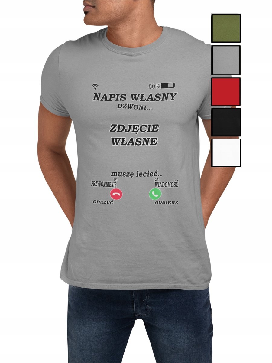 Koszulka T-Shirt Męska Prezent Dla Niego Walentynki Napis Własny Sms - Xs