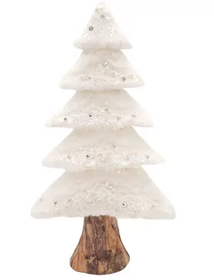 Choinka sztuczna z futerkiem brokatem kryształowa glamour biała 38 cm - Choinki - miniaturka - grafika 1
