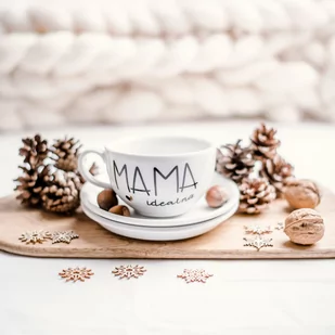 Filiżanka 250 ml ze spodkiem - Mama idealna ZŁOTE SERCE - Filiżanki - miniaturka - grafika 1