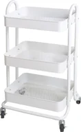 Wózki kuchenne - [Pyhäntä wózek do serwowania 3-poziomowy wózek kuchenny Metalowy wózek boczny z 2 hamulcami Wózek uniwersalny Wózek do przechowywania do kuchni łazienki biura Biały - miniaturka - grafika 1