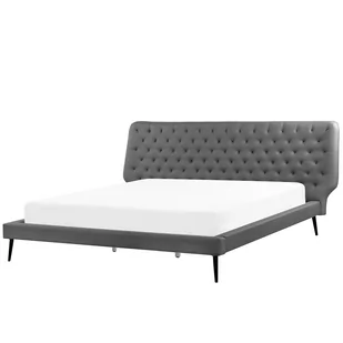 Beliani Łóżko ekoskóra 180 x 200 cm szare ESSONNE - Łóżka - miniaturka - grafika 1