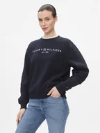 Bluzy damskie - Tommy Hilfiger Bluza Logo WW0WW39791 Niebieski Regular Fit - miniaturka - grafika 1