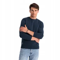 Bluzy męskie - Bawełniana męska bluza dresowa BASIC granatowa V1 OM-SSBN-0159 XL - miniaturka - grafika 1