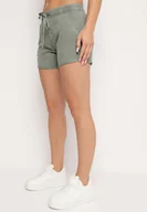 Spodenki damskie - Zielone Bawełniane Szorty z Gumką w Talii Cazorea - miniaturka - grafika 1