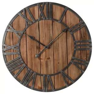 Vilde Drewniany zegar ścienny, rzymski, na ścianę, loft, retro, duży, 60 cm 569125 - Zegary - miniaturka - grafika 1