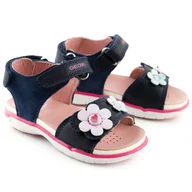 Sandały damskie - Buty do chodzenia dla dzieci Geox Nappa + Suede - miniaturka - grafika 1