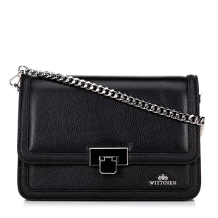 Skórzana torebka crossbody z łańcuszkiem czarno - srebrna - Torebki damskie Skórzana torebka crossbody z łańcuszkiem czarno - srebrna - Torebki damskie - miniaturka - grafika 1