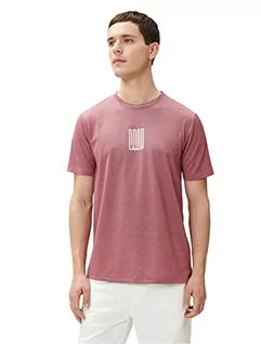 Koszulki męskie - Koton Męski t-shirt z nadrukiem z nadrukiem Crew Neck Slim Fit Short Sleeve, Bordeux (461), S - grafika 1