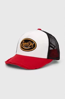Czapki damskie - Superdry czapka z daszkiem kolor czerwony wzorzysta W9010176A-201 - grafika 1