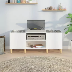 Szafka na płyty, wysoki połysk, biała, 121x38x48 cm Lumarko! - Szafki RTV - miniaturka - grafika 3