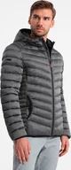 Kurtki męskie - Kurtka męska Ombre Lekko ocieplona pikowana kurtka męska z satynowym wykończeniem grafitowa V14 OM-JALP-0180 XXL - miniaturka - grafika 1