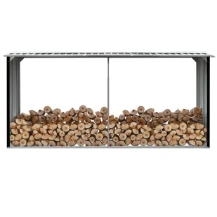 vidaXL Wiata na drewno, stal galwanizowana, 330x92x153 cm, antracytowa vidaXL - Akcesoria kominkowe - miniaturka - grafika 7