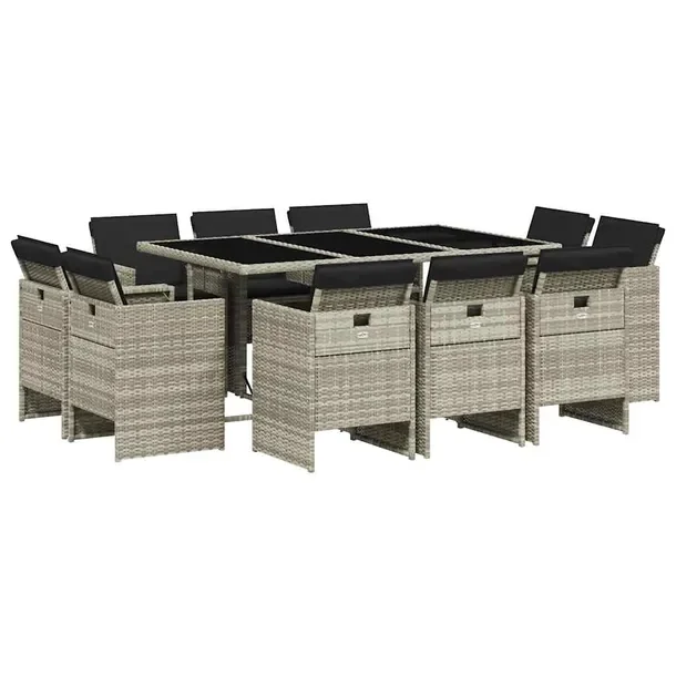 Zestaw Mebli Ogrodowych Rattan PE 165x106x73 Jasnoszary/Czarny