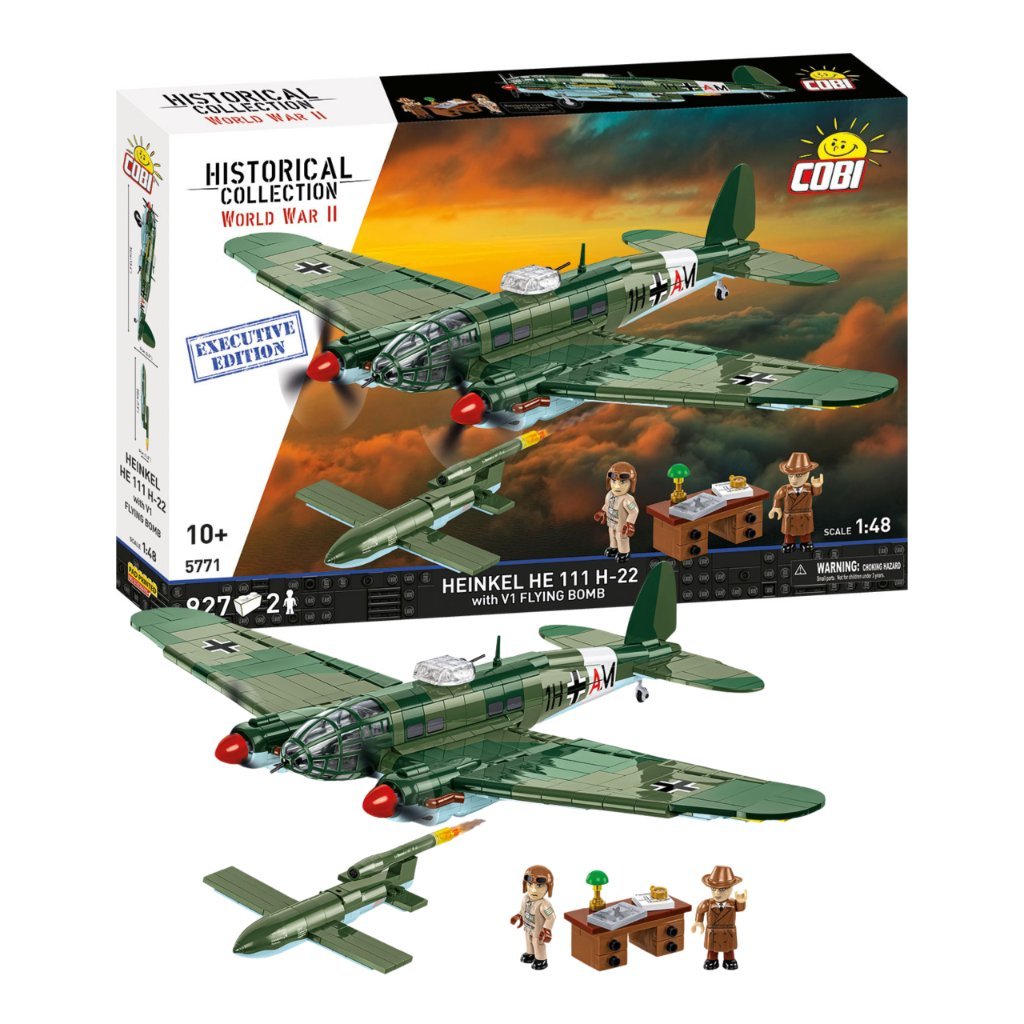 KLOCKI KONSTRUKCYJNE COBI 5771 Samolot Heinkel HE 111 H-22 z V1 Latającą Bombą (Executive) HISTORICAL COLLECTION WWII 927 EL.