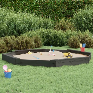 vidaXL Piaskownica z siedziskami, szara, ośmiokątna, drewno sosnowe - Place zabaw - miniaturka - grafika 2