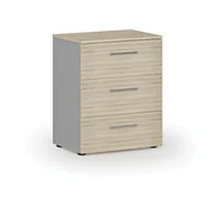 Szafki biurowe - Komoda biurowa do biurka PRIMO GRAY, 740 x 600 x 420 mm, szary/dąb naturalny - miniaturka - grafika 1