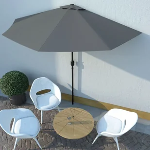 vidaXL Półparasol na słupku aluminiowym, 300 x 150 cm, antracytowy - Parasole ogrodowe - miniaturka - grafika 8