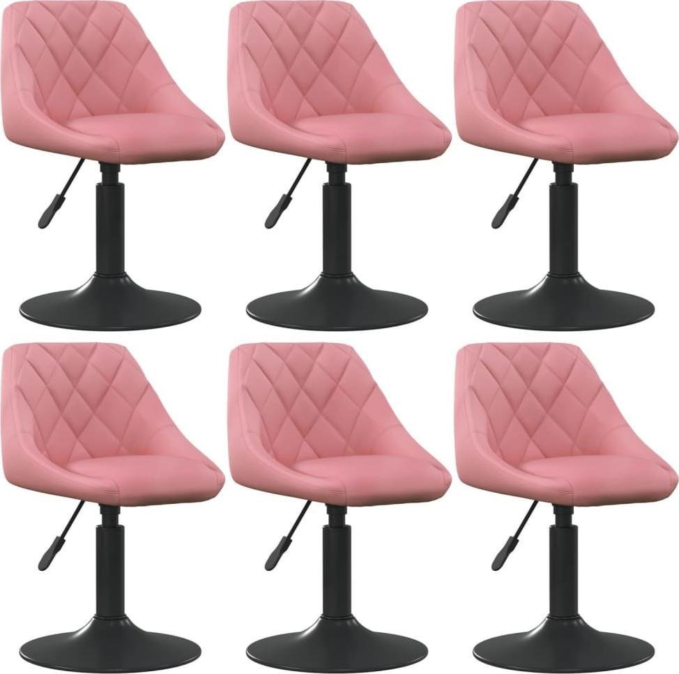 vidaXL vidaXL Obrotowe krzesła stołowe, 6 szt., różowe, obite aksamitem
