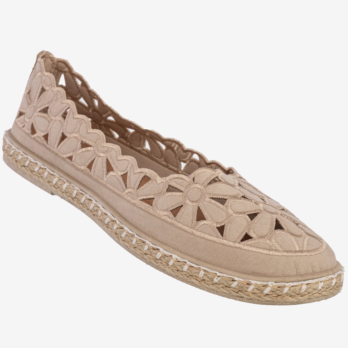 Espadryle Damskie Ażurowe Buty Casual W Kwiaty Półbuty Beżowe DD3001D-51 Beżowy 41