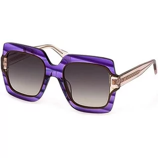 Okulary przeciwsłoneczne - Just Cavalli Okulary damskie, Shiny Striped Violet, 53 - grafika 1